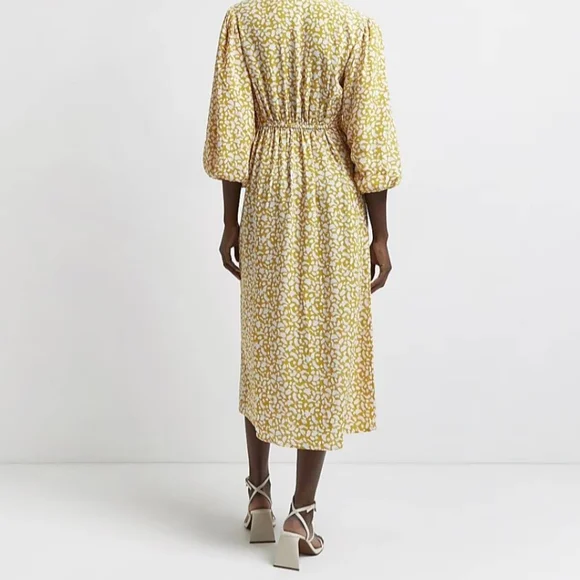 Yellow Floral Midi Dress‎ - Picture 4 of 4